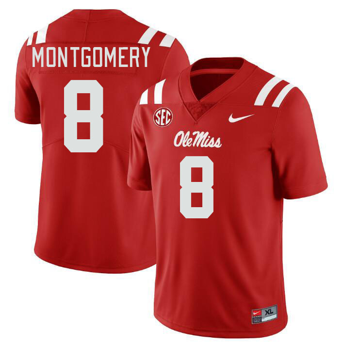 Ole Miss Rebels #8 Monty Montgomery College Football Jerseys Stitched Sale-Red